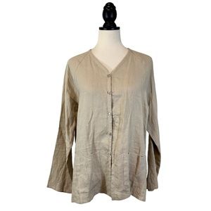 J. Peterman Linen Shirt Jacket Button Front w/ Pockets, New w/ Tags, Size L